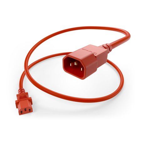 UNIRISE USA Data Center Rated Power Cord C13-C14, 14Awg, 15Amp, 250V, Sjt Jacket,  PWCD-C13C14-15A-01F-RED